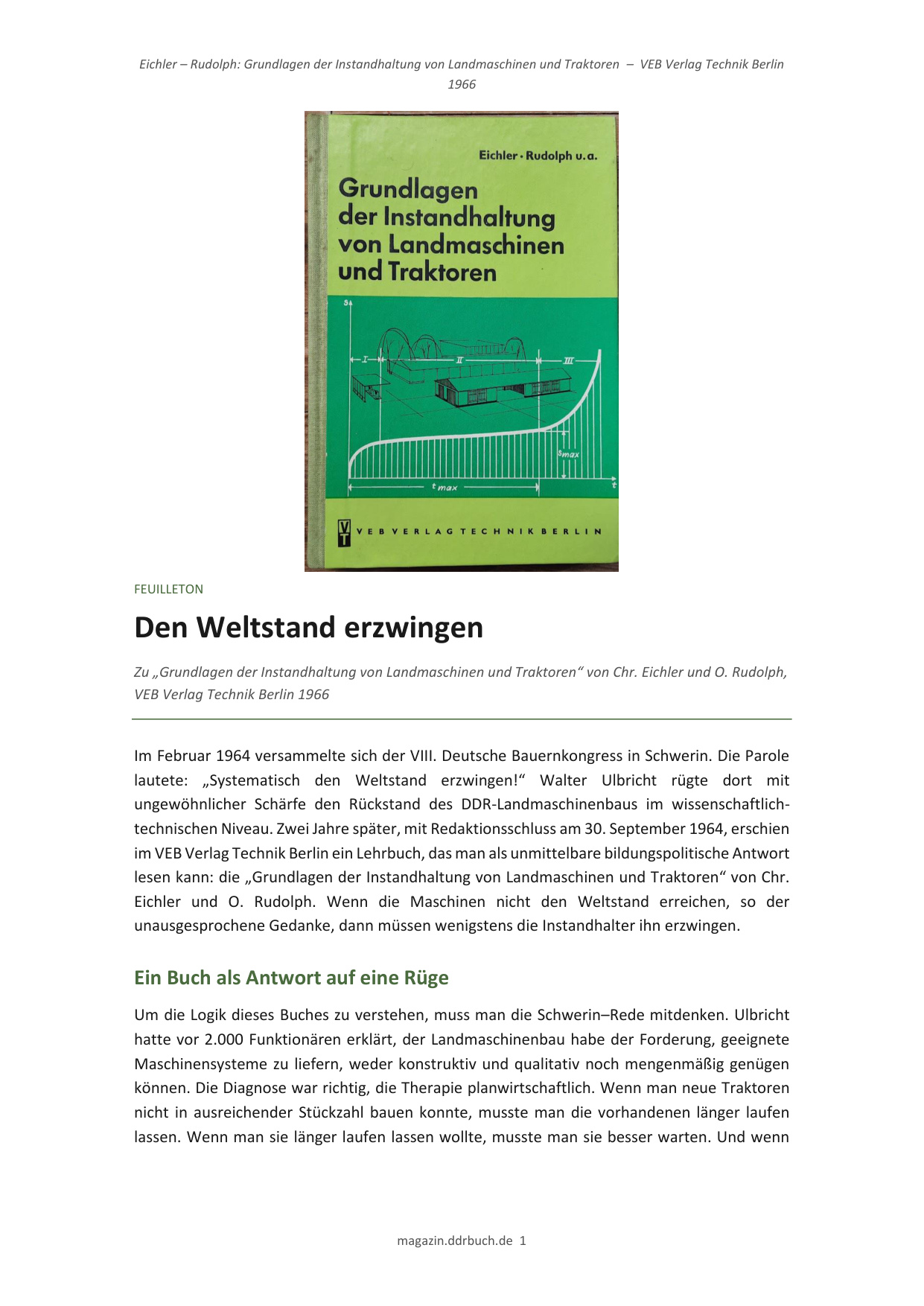 Feuilleton: Den Weltstand erzwingen