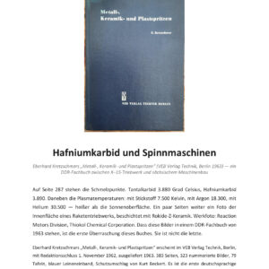 Feuilleton: Hafniumkarbid und Spinnmaschinen – Eberhard Kretzschmars ‚Metall-, Keramik- und Plastspritzen‘ (PDF-Download)