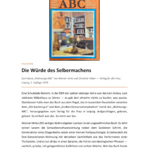 Feuilleton: Die Würde des Selbermachens – Eine literarische Analyse des DDR-Klassikers „Wohnungs-ABC“ (PDF-Download)