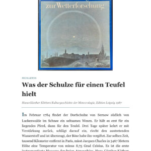 Feuilleton: Als der Dorfschulze den Teufel sah – Eine Reise durch Körbers Kulturgeschichte der Meteorologie