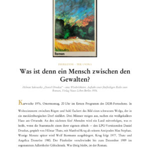 Feuilleton: Was ist denn ein Mensch zwischen den Gewalten? Daniel Druskat Kapitel 1 (PDF-Datei)
