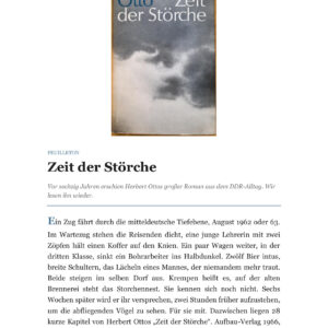 Feuilleton: Herbert Ottos ‚Zeit der Störche‘ neu gelesen