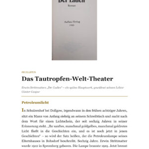 Feuilleton: Erwin Strittmatters ‚Der Laden‘ – Das Tautropfen-Welt-Theater