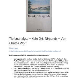 Tiefenanalyse: Christa Wolfs „Kein Ort. Nirgends“