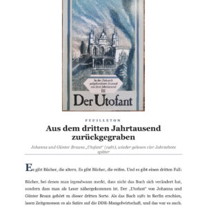 Feuilleton: Johanna und Günter Brauns „Utofant“ – Eine Wiederlektüre nach vier Jahrzehnten