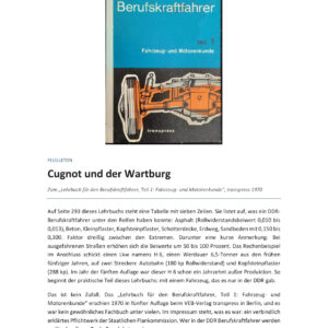 Feuilleton: Cugnot und der Wartburg &ndash; Eine technische Zeitreise