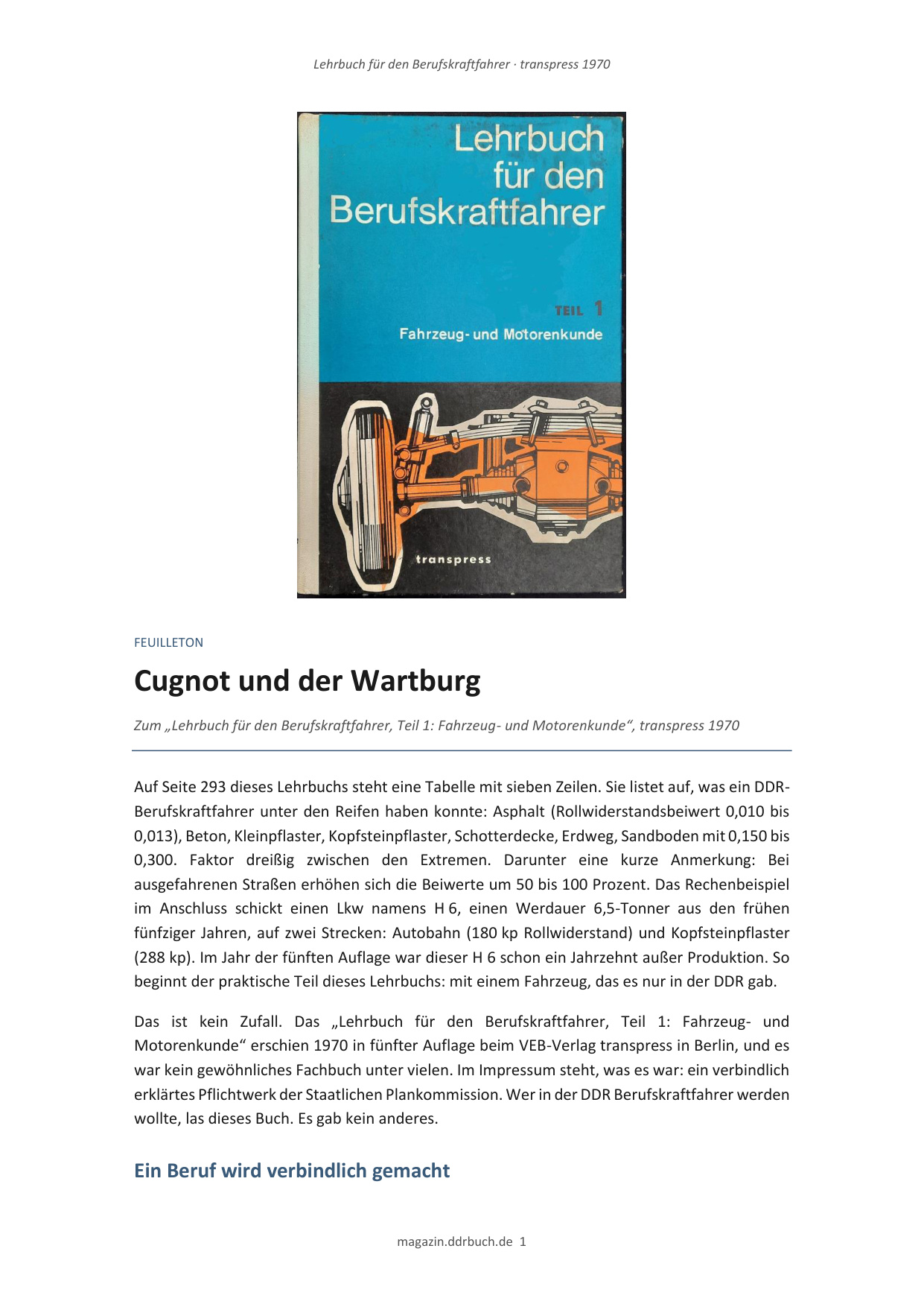 Feuilleton: Cugnot und der Wartburg – Eine technische Zeitreise