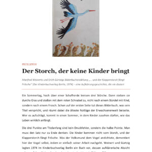 Feuilleton: Der Storch, der keine Kinder bringt – Manfred Weinert und Erich Gürtzig