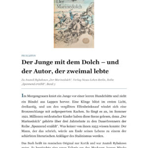 Feuilleton: Anatoli Rybakows „Der Marinedolch“ – Ein Abenteuer mit doppelter Seele