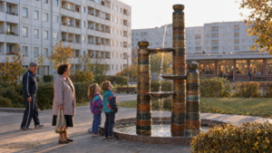 Mehr über den Artikel erfahren Ein Wandbild, ein Brunnen, drei Frauen aus Stein