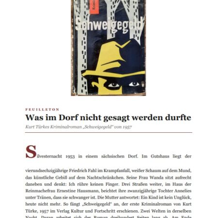 Schweigegeld von Kurt Türke – Feuilletonartikel