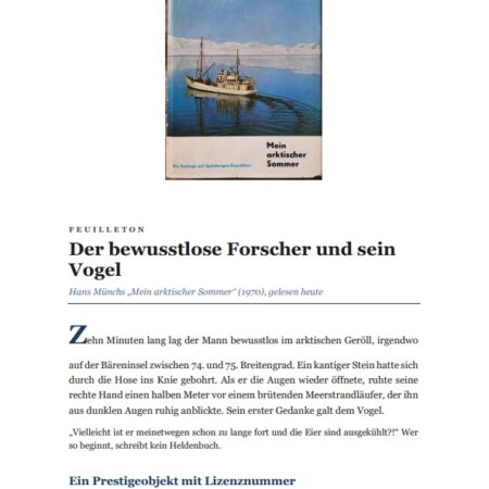 Mein arktischer Sommer – Feuilleton-Artikel